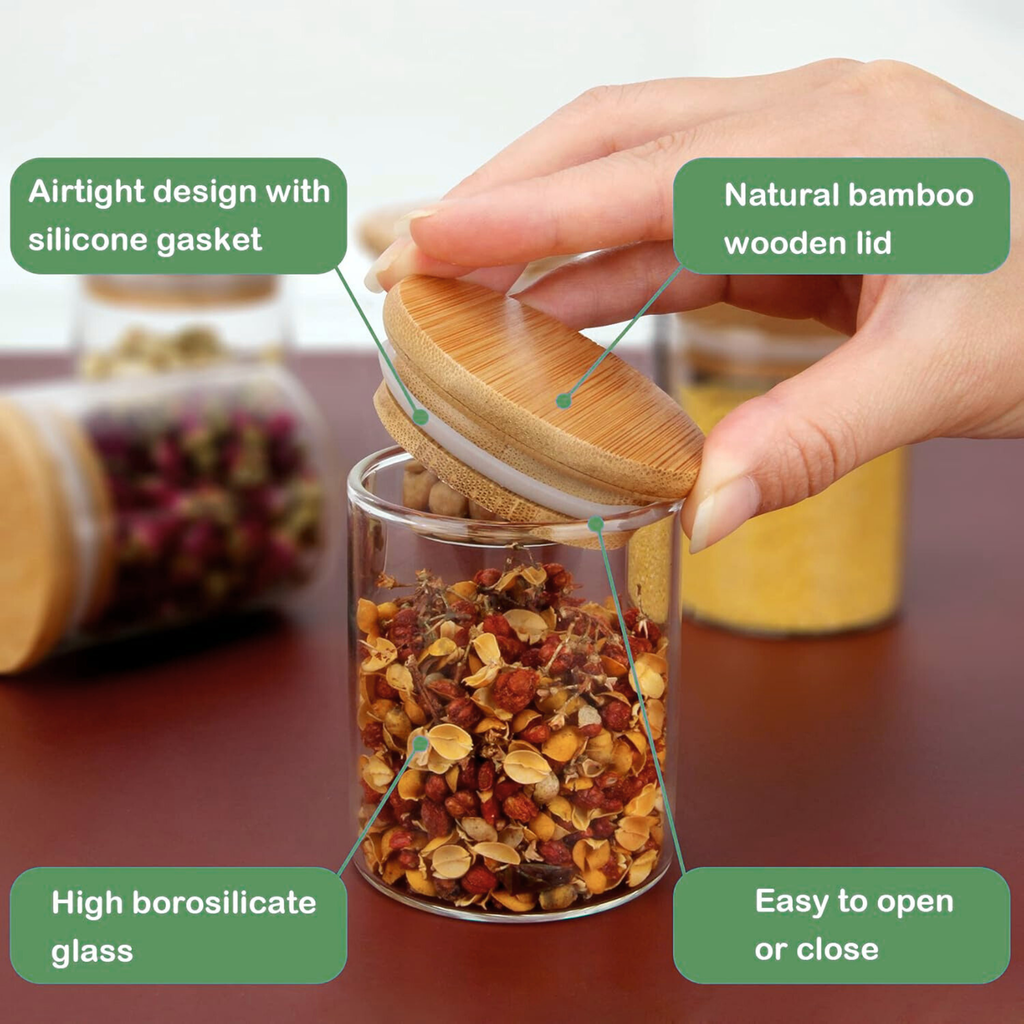 Glass Jar with Bamboo Lid - 4oz sustainable, eco-friendly storage